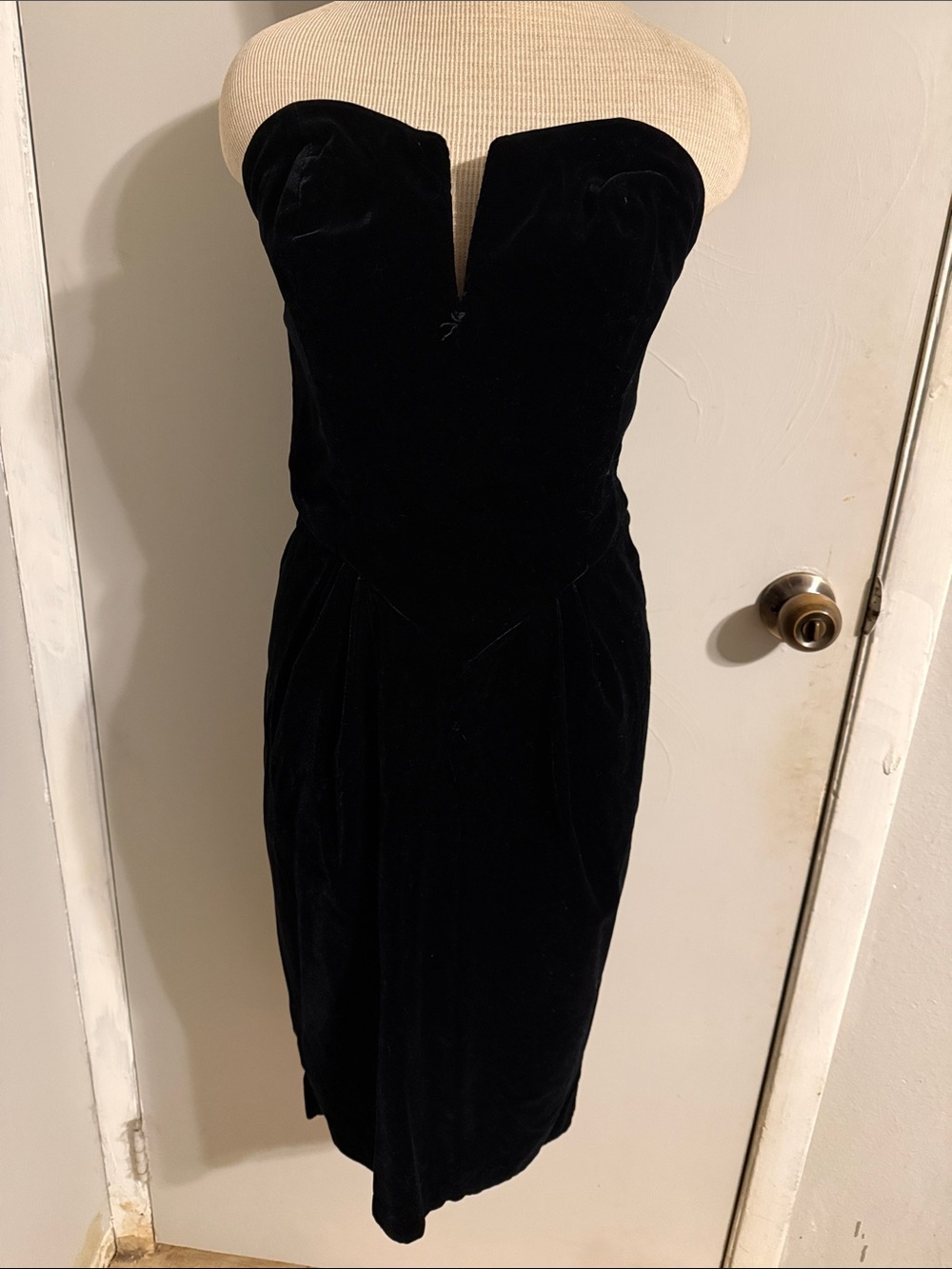 J. Harris Strapless Black Velvet Cocktail Dress